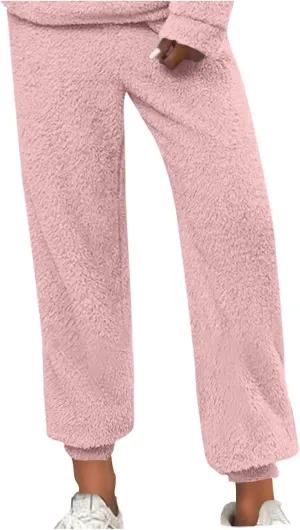 Women's Fuzzy Lounge Pants Fleece Casual Fluffy Pajama Bottoms Thick Warm Cozy Soft Plush Comfy Sleepwear Sweatpants