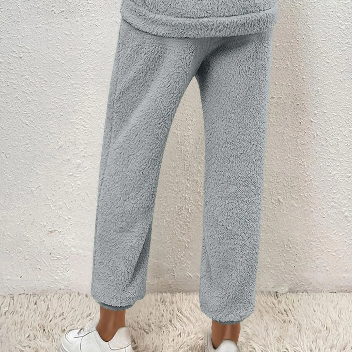 Women's Fuzzy Lounge Pants Fleece Casual Fluffy Pajama Bottoms Thick Warm Cozy Soft Plush Comfy Sleepwear Sweatpants