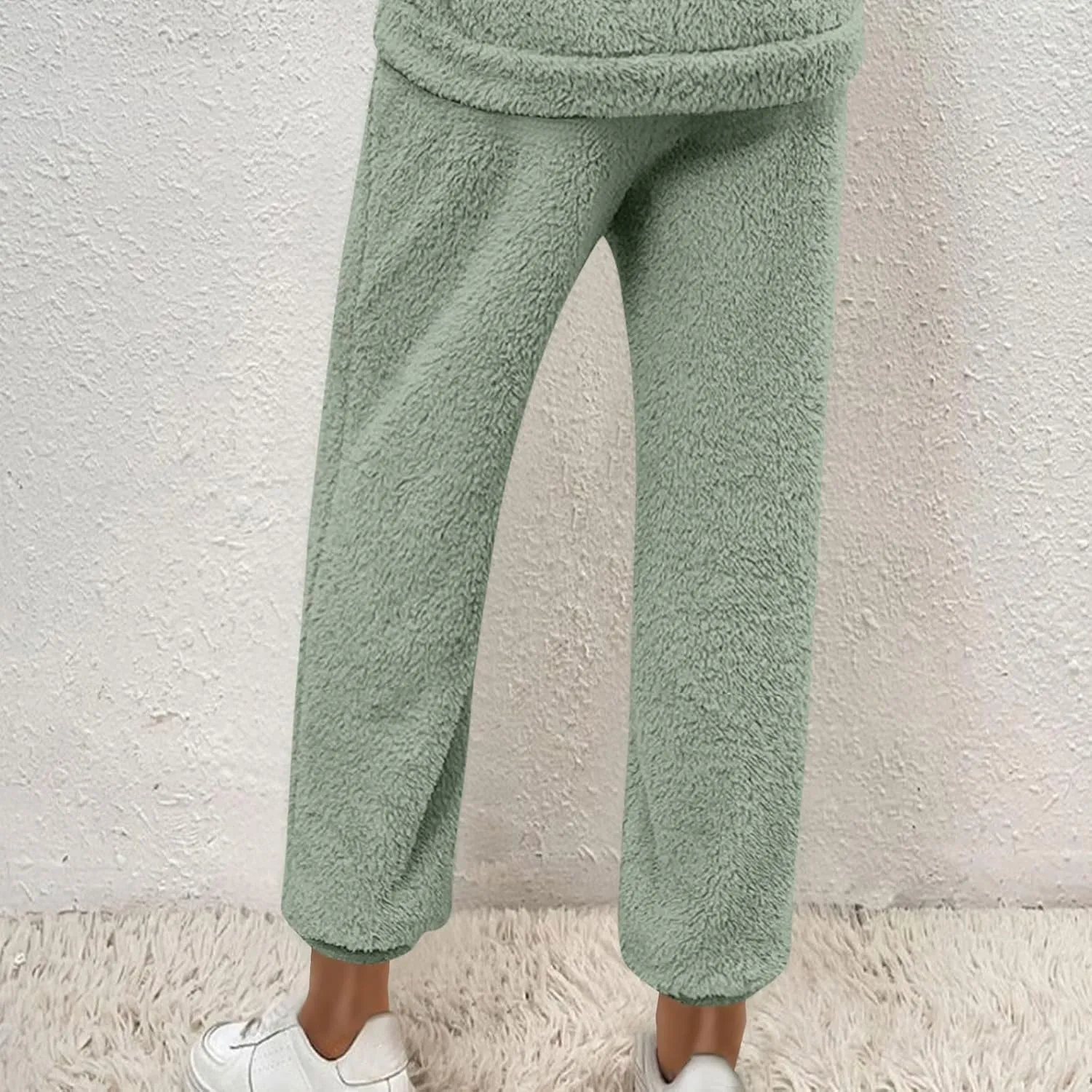 Women's Fuzzy Lounge Pants Fleece Casual Fluffy Pajama Bottoms Thick Warm Cozy Soft Plush Comfy Sleepwear Sweatpants