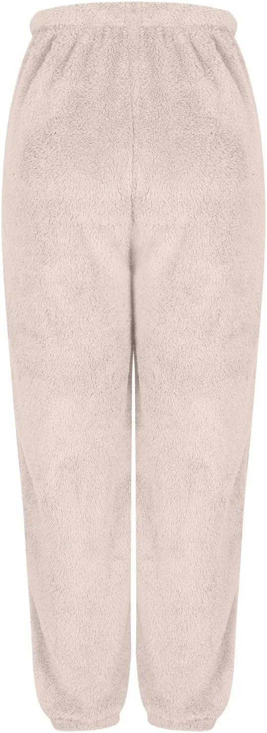 Women's Fuzzy Lounge Pants Fleece Casual Fluffy Pajama Bottoms Thick Warm Cozy Soft Plush Comfy Sleepwear Sweatpants