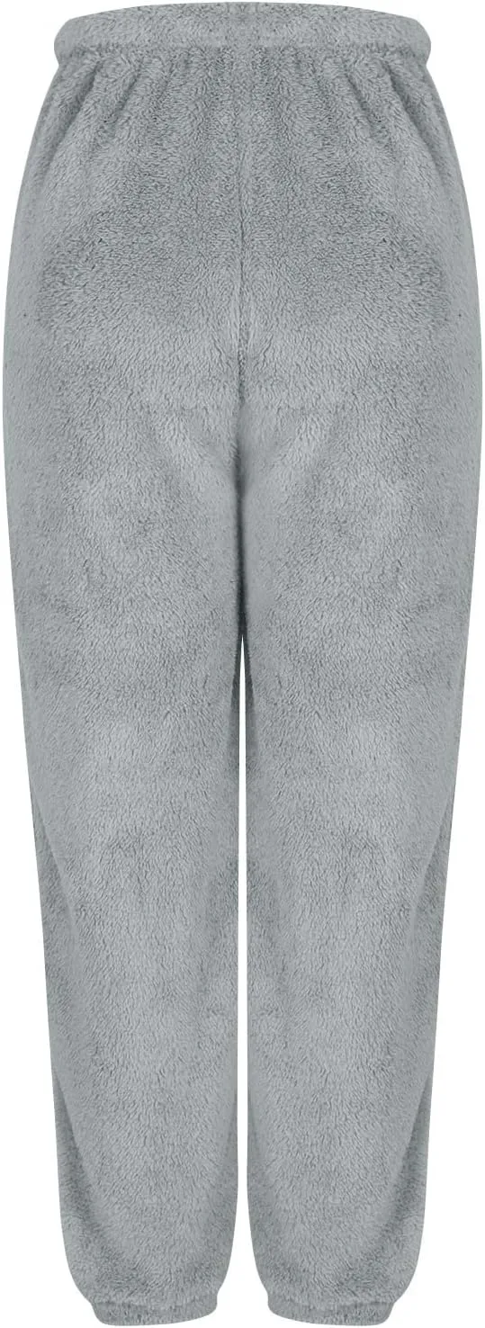 Women's Fuzzy Lounge Pants Fleece Casual Fluffy Pajama Bottoms Thick Warm Cozy Soft Plush Comfy Sleepwear Sweatpants