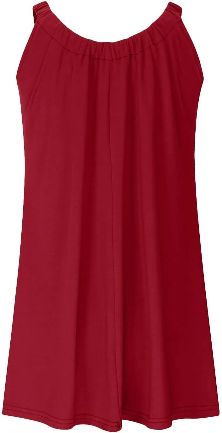 Womens Hawaiian Dresses Retro Classic Scoop Neck Tank Mini Beach Dress Summer Casual Cover Ups for Women