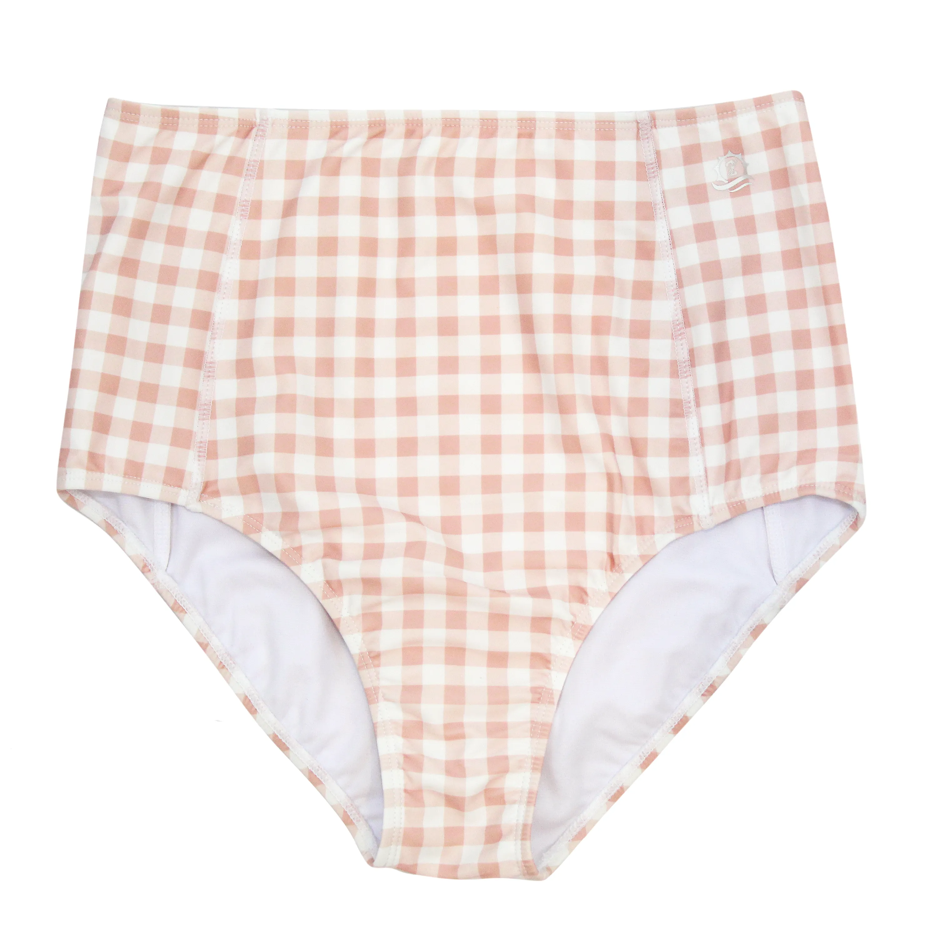 Women's High Waist Bikini Bottoms | "Pink Gingham"