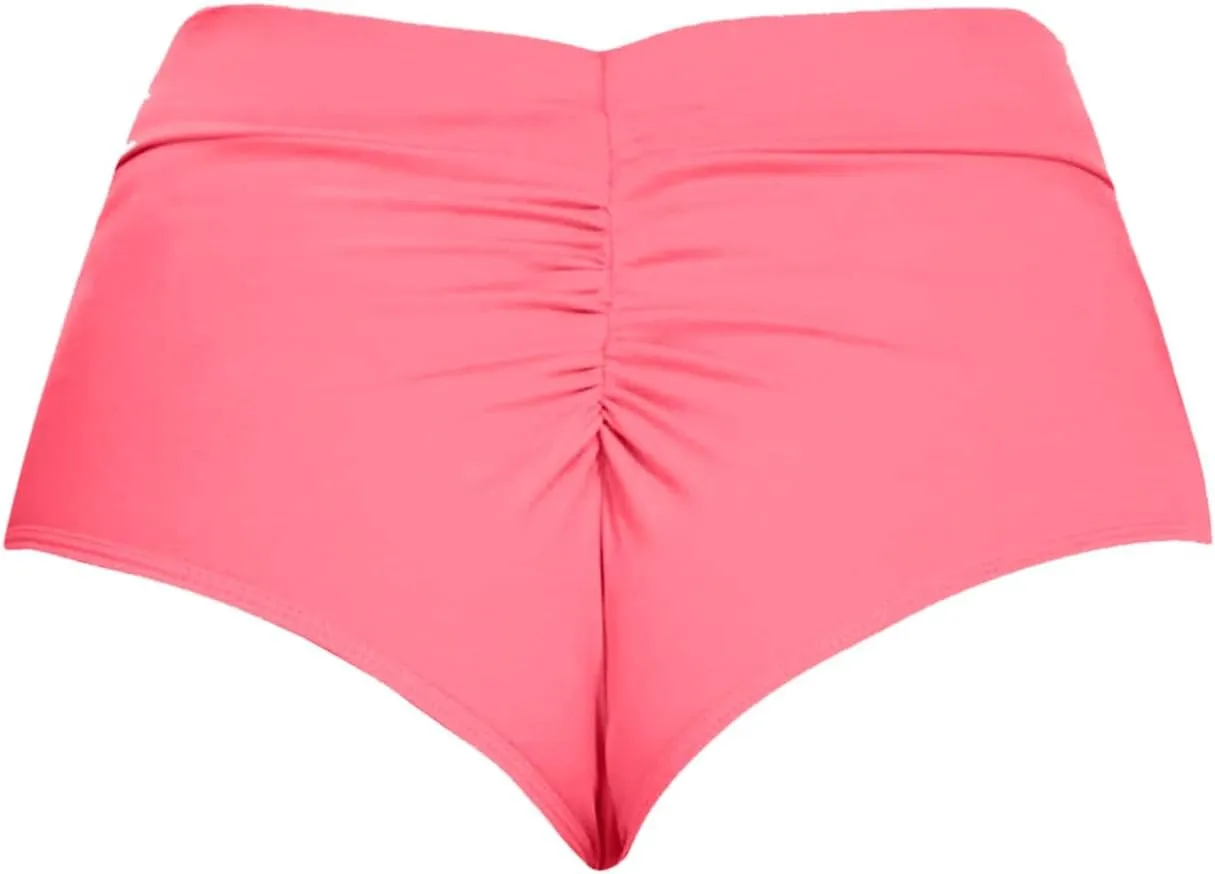 Women's High Waist Swimsuits Booty Shorts V Back Scrunch Gym Workout Hot Shorts Butt Lifting Cheeky Bikinis Bottoms