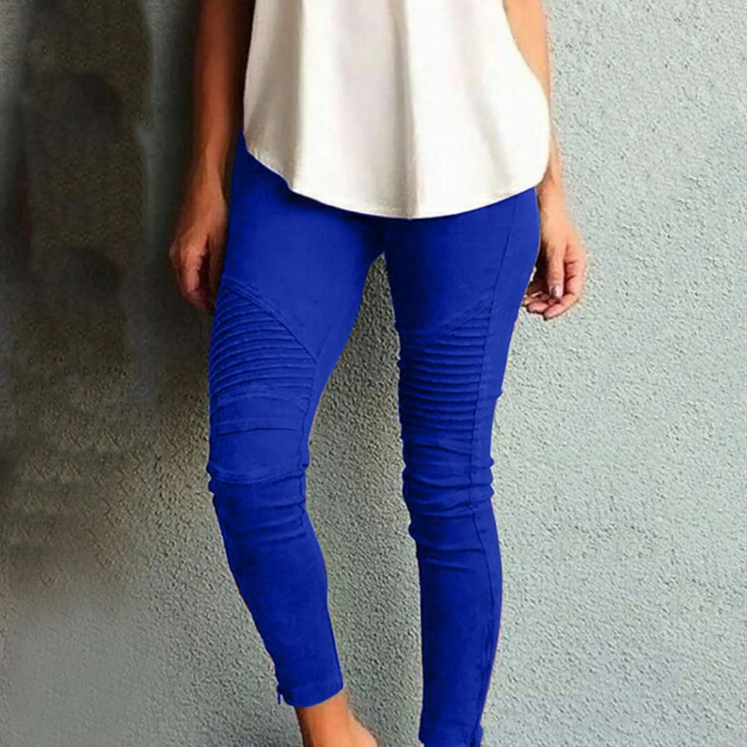 Womens High Waisted Stretch Jeggings with Pockets Casual Pull-On Moto Biker Leggings Slim Fit Skinny Jeans Pencil Denim Pants