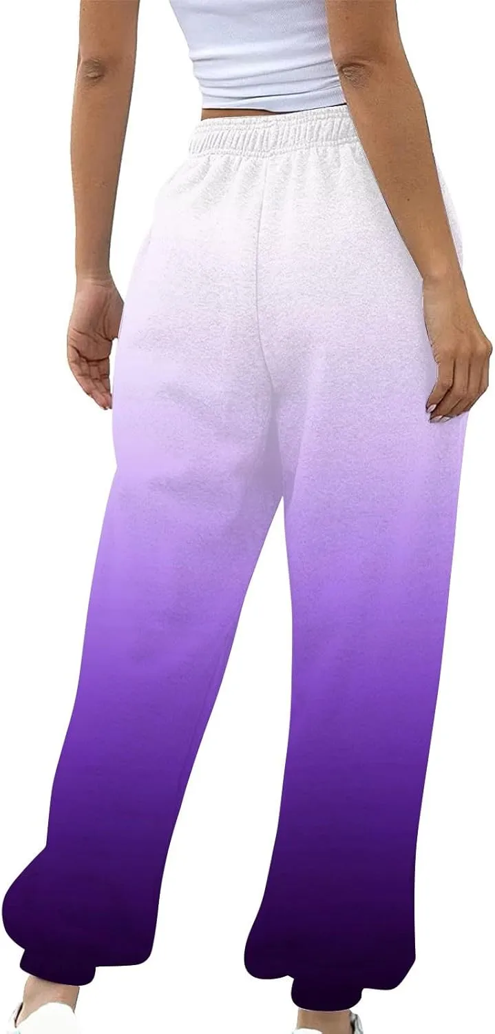 Womens High Waisted Sweatpants Pants Workout High Waisted Yoga Pants Casual Baggy Fleece High Waisted Joggers Pants