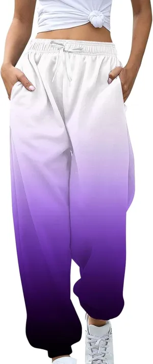 Womens High Waisted Sweatpants Pants Workout High Waisted Yoga Pants Casual Baggy Fleece High Waisted Joggers Pants