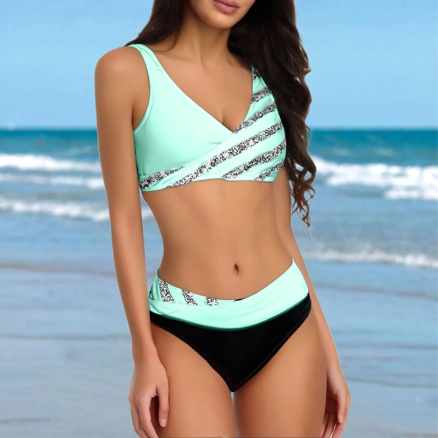 Women's High Waisted Two Set Swimsuit Swim Romper