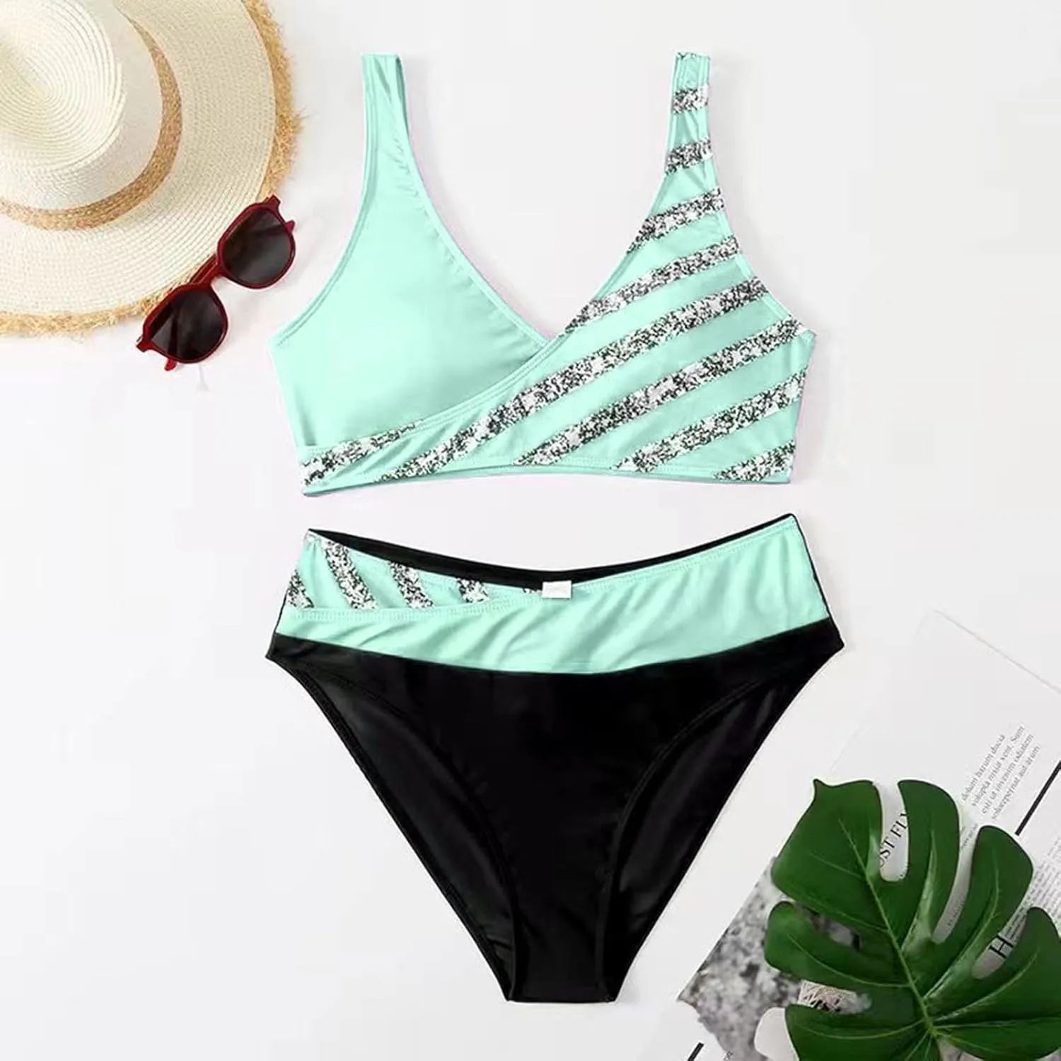 Women's High Waisted Two Set Swimsuit Swim Romper