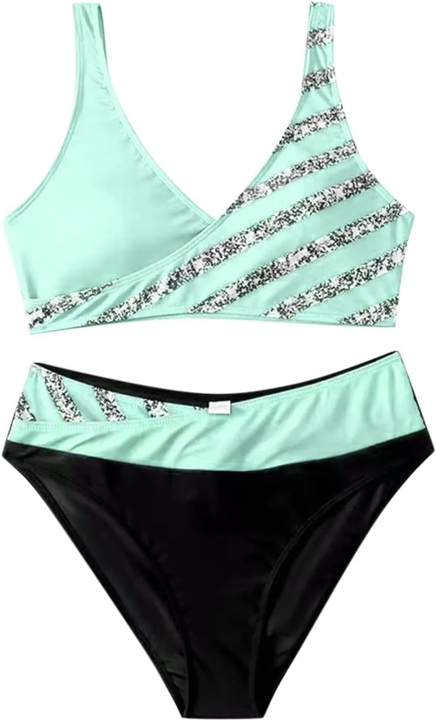 Women's High Waisted Two Set Swimsuit Swim Romper
