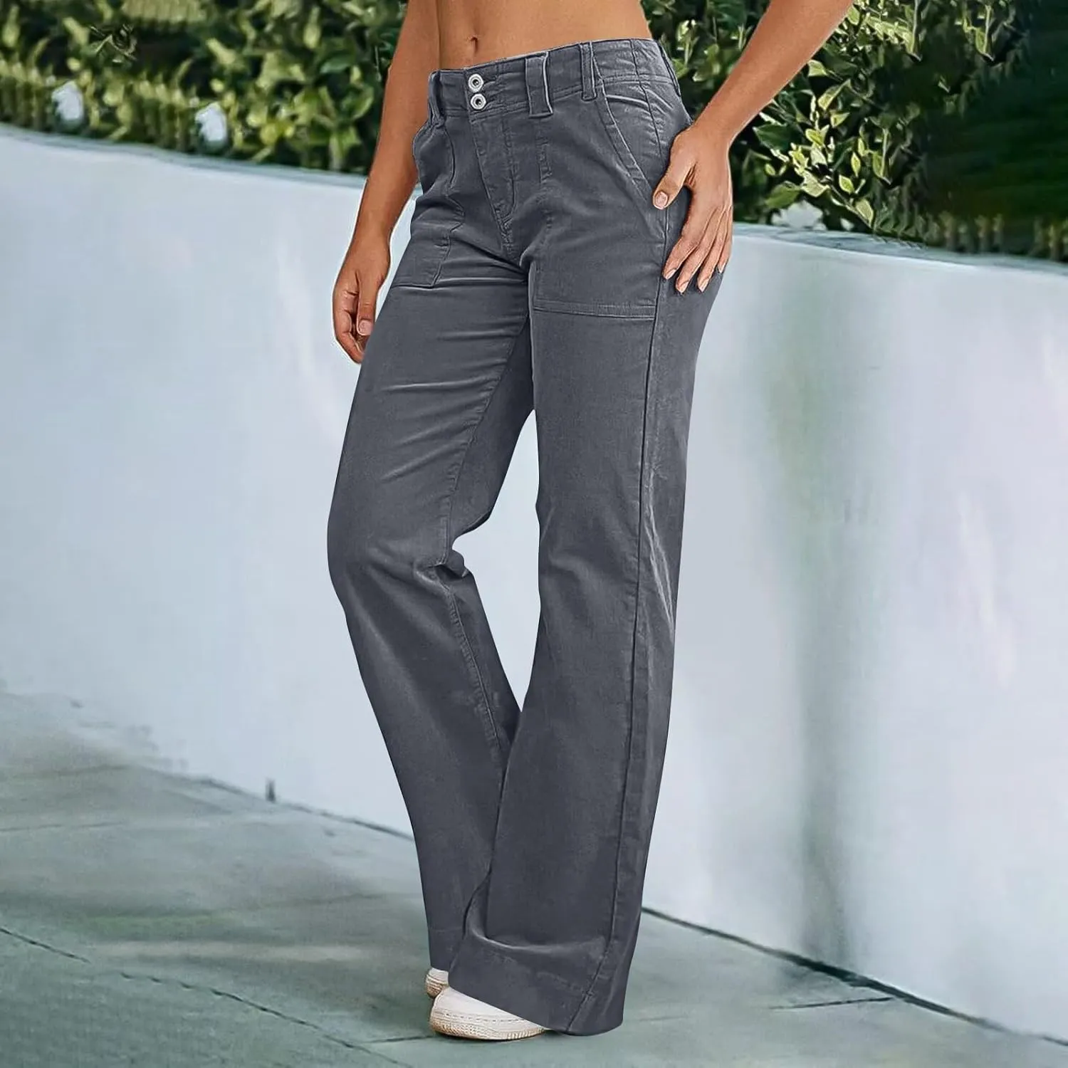 Womens Jeans Mid Rise Wide Leg Bell Bottom Flare Jean Stretchy Skinny Trendy Bootcut Demin Pants with Pockets