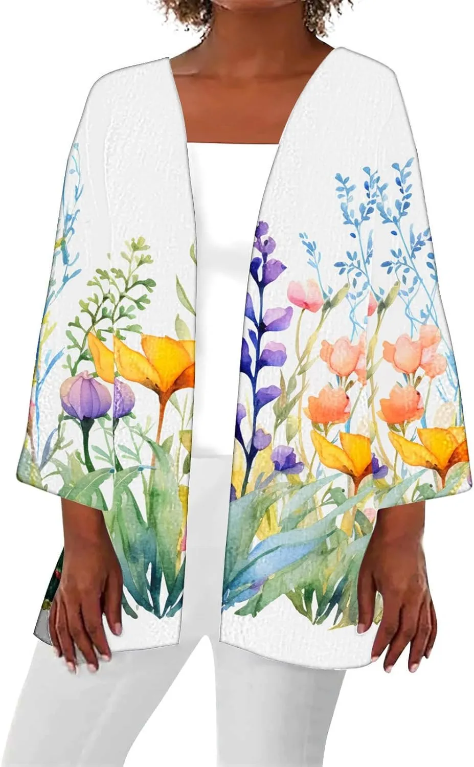 Womens Kimono Cardigan Beach Swimsuit Cover Up Summer Vacation Floral Print Cardigans 2025 Casual Lightweight Clothes