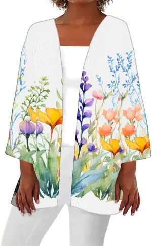 Womens Kimono Cardigan Beach Swimsuit Cover Up Summer Vacation Floral Print Cardigans 2025 Casual Lightweight Clothes