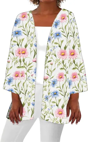Womens Kimono Cardigan Beach Swimsuit Cover Up Summer Vacation Floral Print Cardigans 2025 Casual Lightweight Clothes