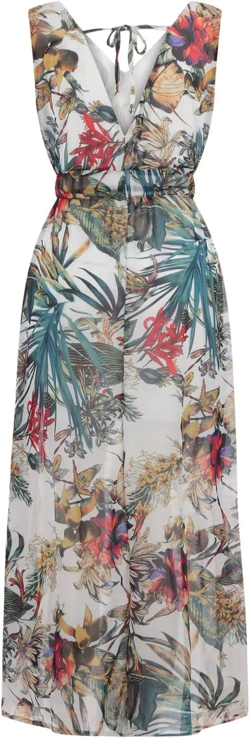 Womens Long Sleeve Dresses Floral Dresses for Women Turtle Neck Chiffon Beach Hawaiian Cardigan Maxi Long Dresses