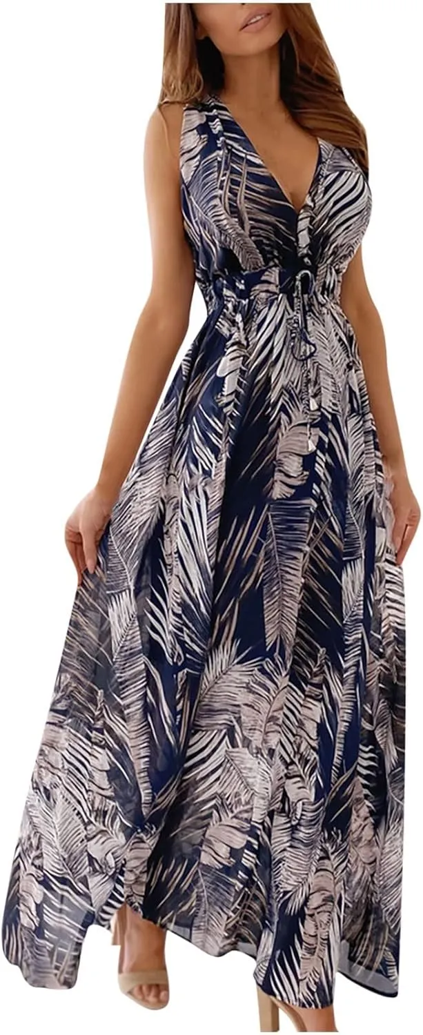 Womens Long Sleeve Dresses Floral Dresses for Women Turtle Neck Chiffon Beach Hawaiian Cardigan Maxi Long Dresses