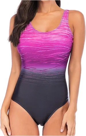 Women's One Piece Color Block Swimsuits Backless Tummy Control Bathing Suit Slimming Sexy Swim Suits Swimwear