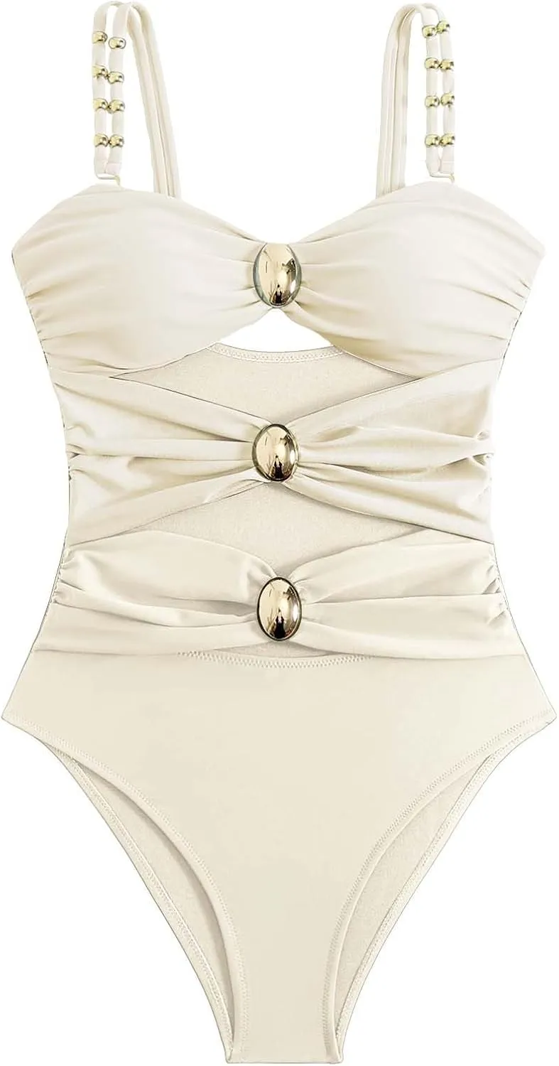 Women's One Piece Swimsuit Hollow Bathing Suits Monokinis Slimming Bathing Suit Womens Tummy Control One Piece
