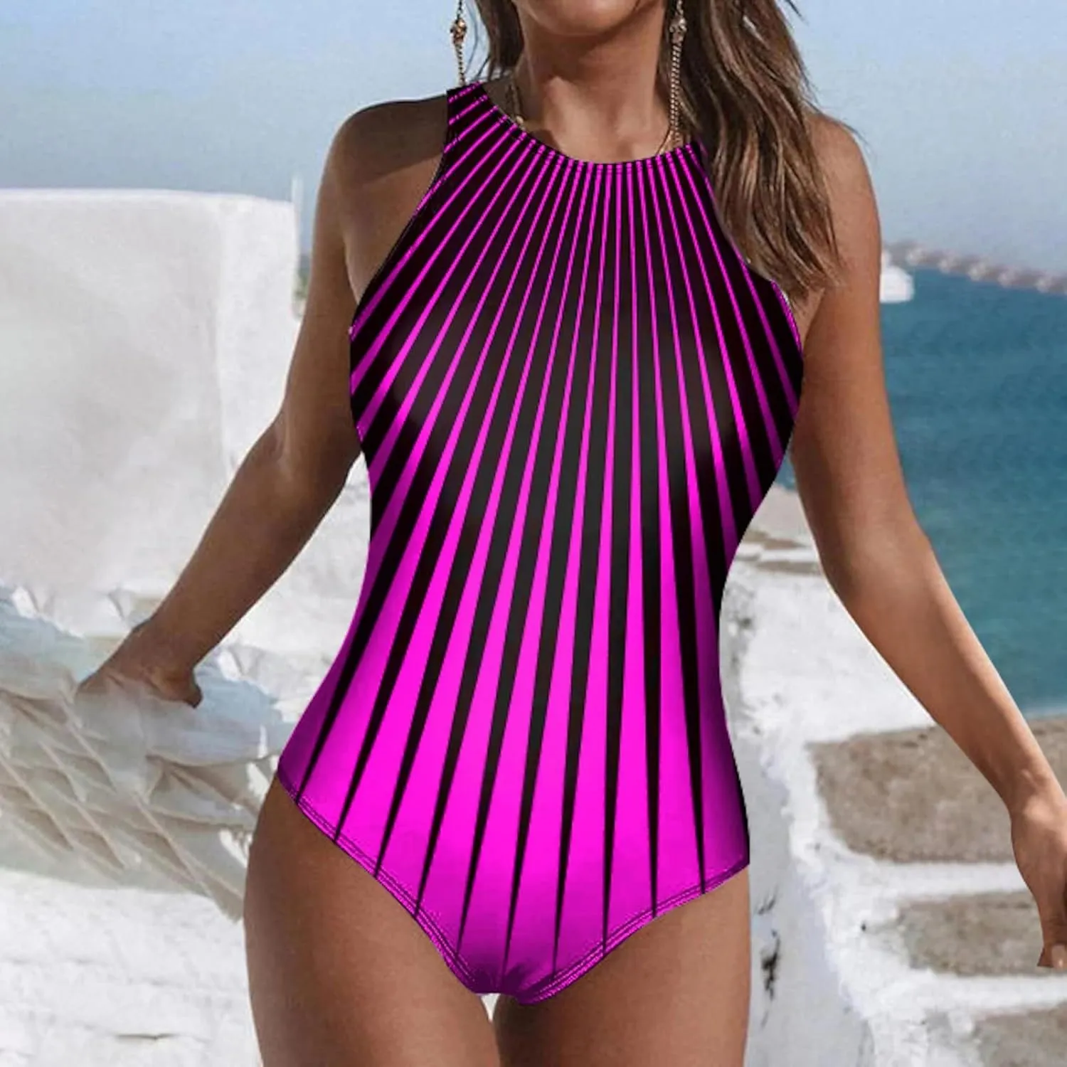 Women's One Piece Swimsuit Solid Color Soft Bikini Modest Swimwear Bathing Suits for Women One Piece One Piece