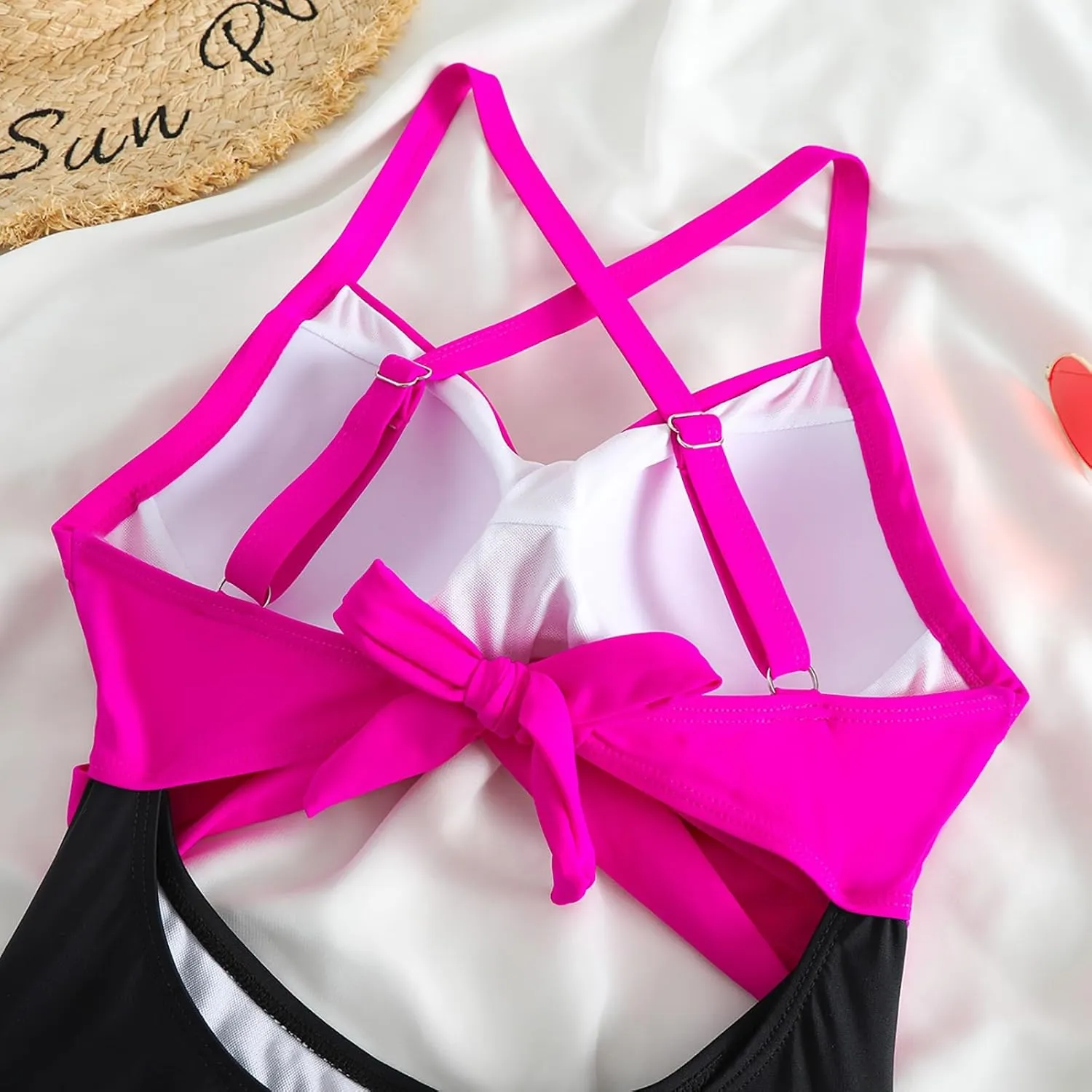 Womens One Piece Swimsuits Hanging Neck Strap Backless Swimwear Tummy Control Monokini High Waisted Bathing Suit