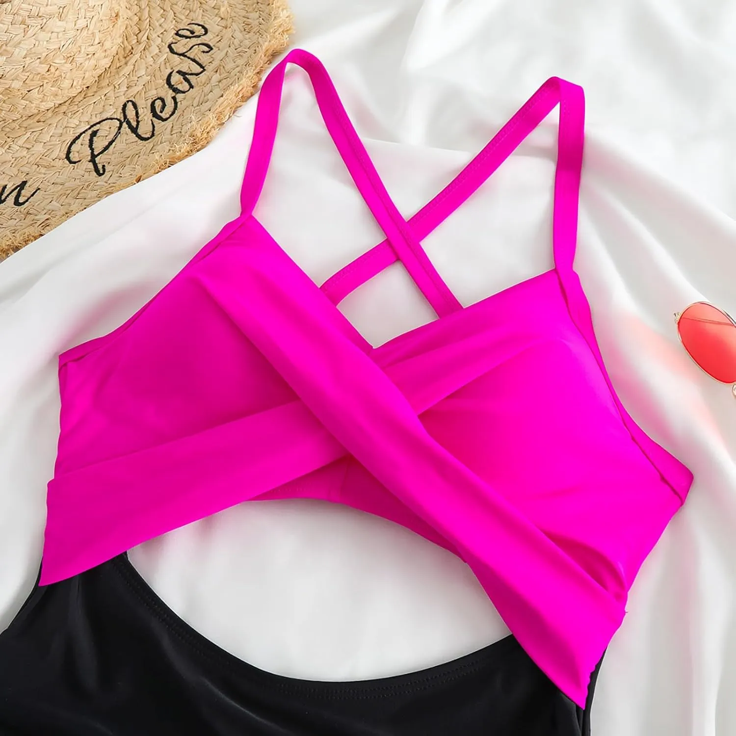 Womens One Piece Swimsuits Hanging Neck Strap Backless Swimwear Tummy Control Monokini High Waisted Bathing Suit