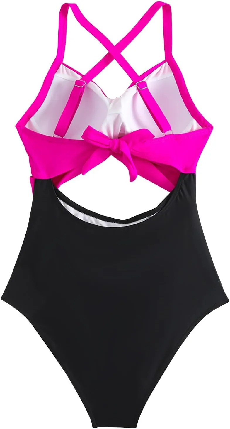 Womens One Piece Swimsuits Hanging Neck Strap Backless Swimwear Tummy Control Monokini High Waisted Bathing Suit