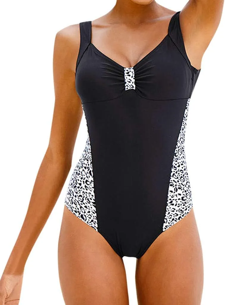 Women's One-Piece Swimsuits Plus Size High Cut Monokini Bathing Suits Tummy Control Swimwear Backless Bathing Suit