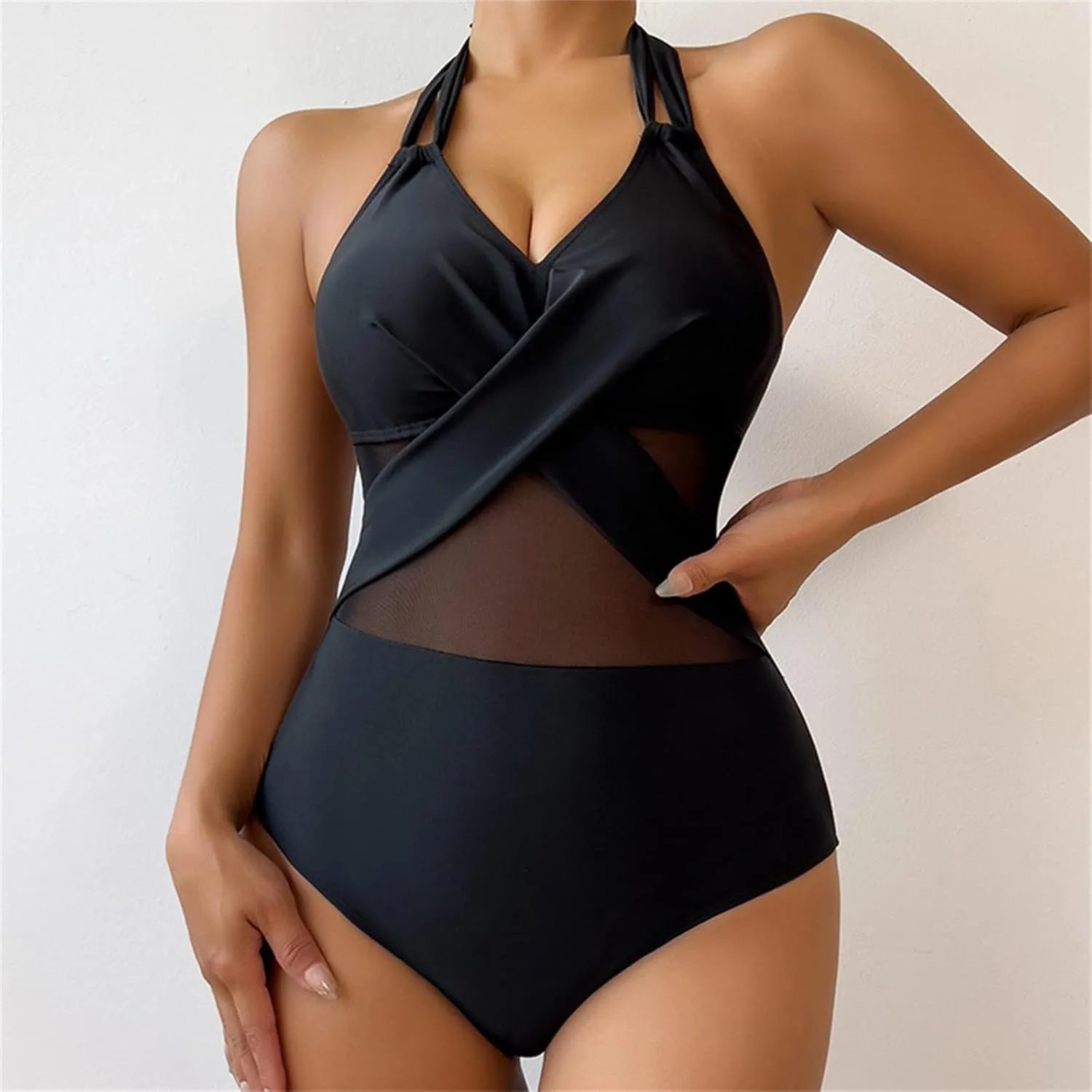 Women's One Piece Tummy Control Swimsuit Swimming Suit with Chest Pads Without Brackets with High Waisted Bottom