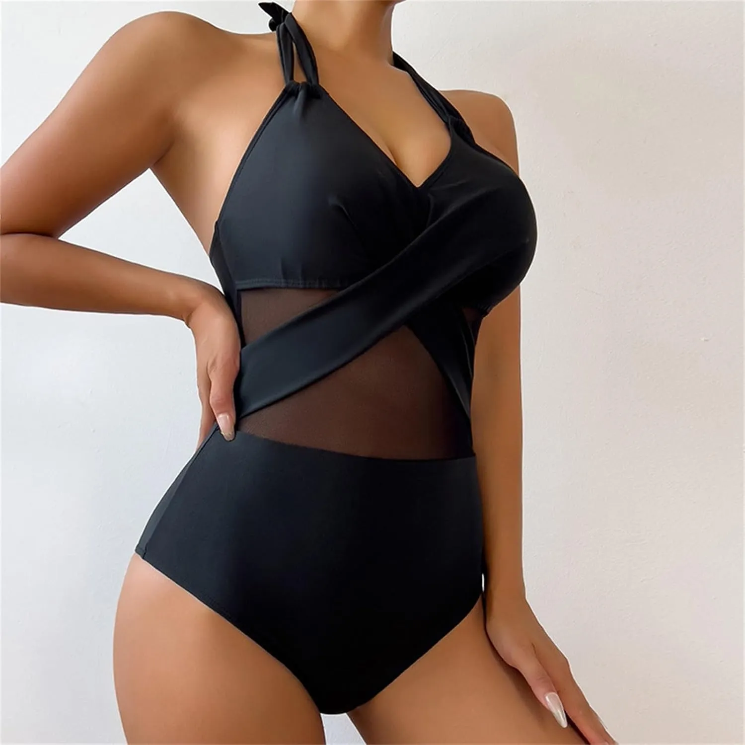 Women's One Piece Tummy Control Swimsuit Swimming Suit with Chest Pads Without Brackets with High Waisted Bottom