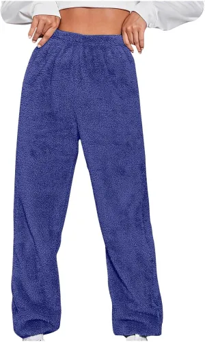Women's Plush Warm Pajama Pants Winter Fleece Sweatpants Cozy Pj Bottoms Sleepwear Plus Size Warm Lounge Trousers