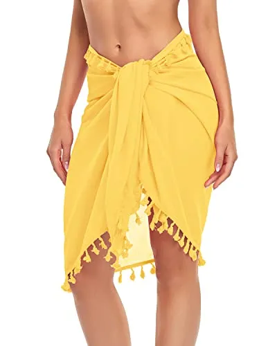 Women's Sarong Cover Ups Swim Wrap Skirt Cover Up Tassels Bathing Suit