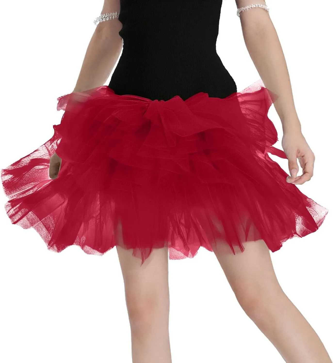 Women's Short Skirt Casual Loose Trendy Elastic High Waist Solid Color Party Dance Fluffy Mesh Skirts 2025, S-L