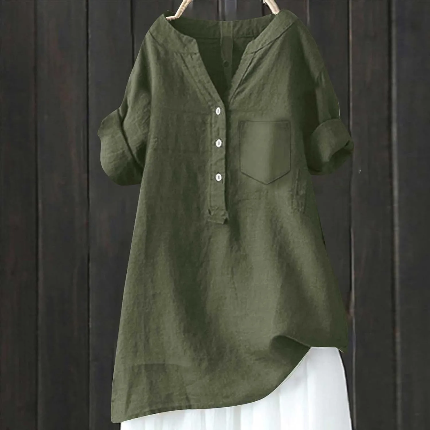 Women's Short Sleeve Linen Shirt Casual Crewneck Dress T Shirt Bohemian Embroidery Loose Summer Tee Shirt