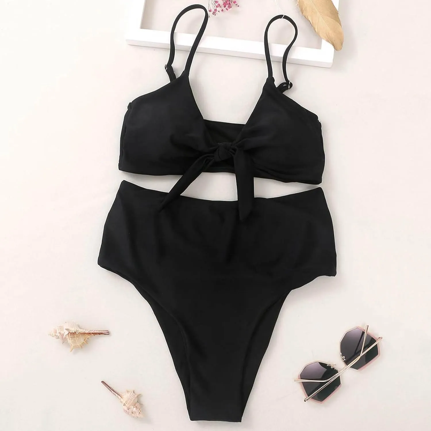 Women's Solid Color Fashionable Casual Strap Triangular Bikini Swimsuit Set Mens Bikini Underwear