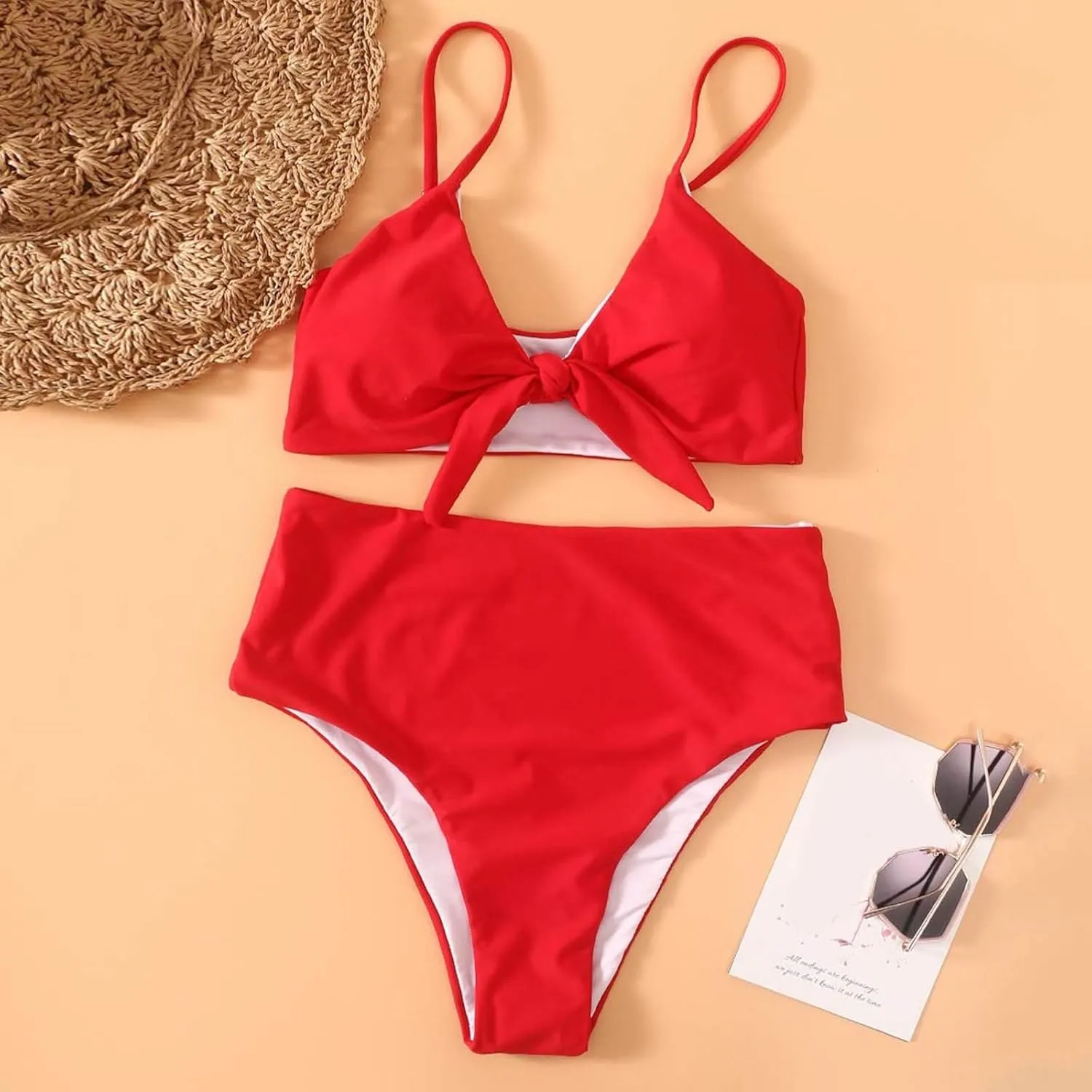 Women's Solid Color Fashionable Casual Strap Triangular Bikini Swimsuit Set Mens Bikini Underwear