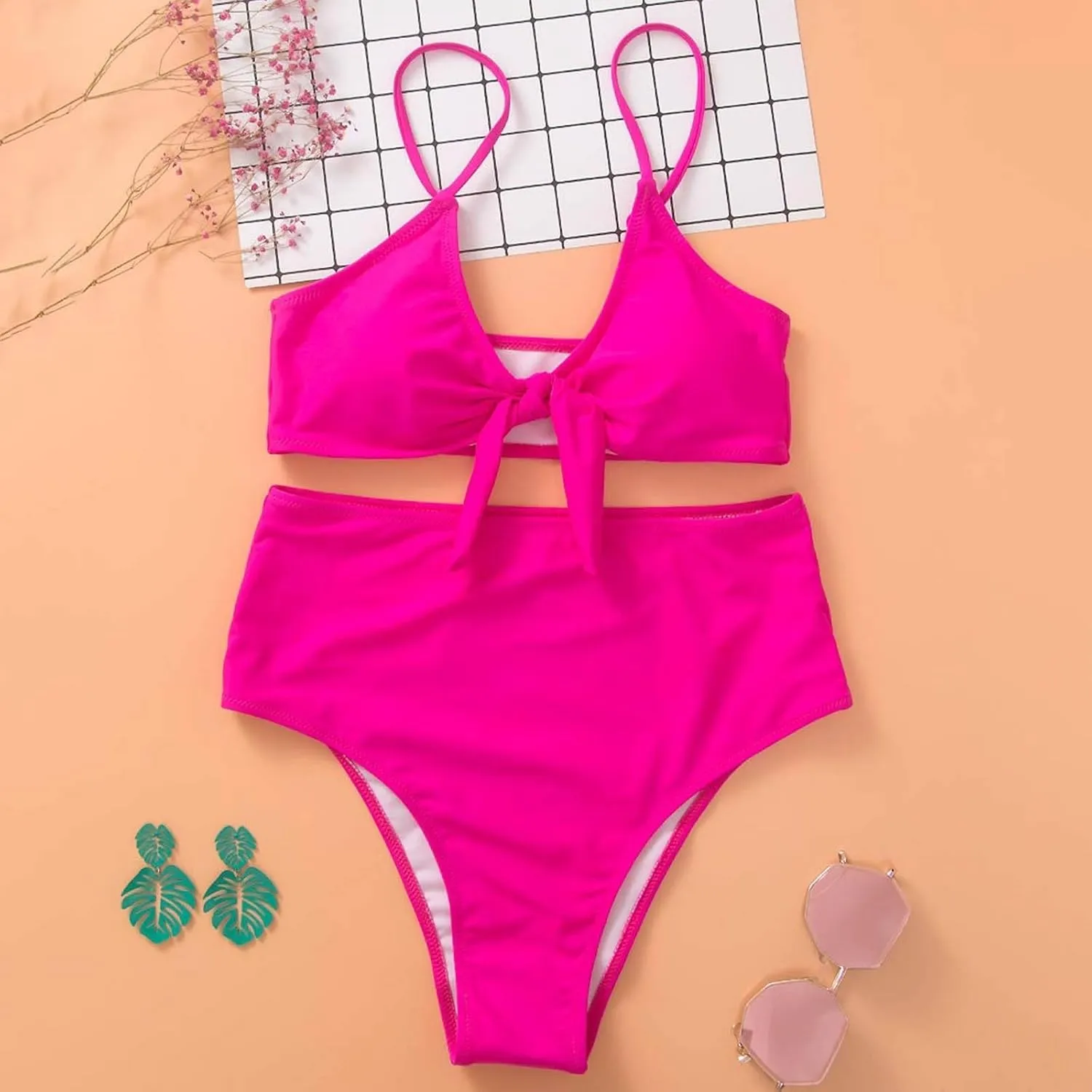 Women's Solid Color Fashionable Casual Strap Triangular Bikini Swimsuit Set Mens Bikini Underwear