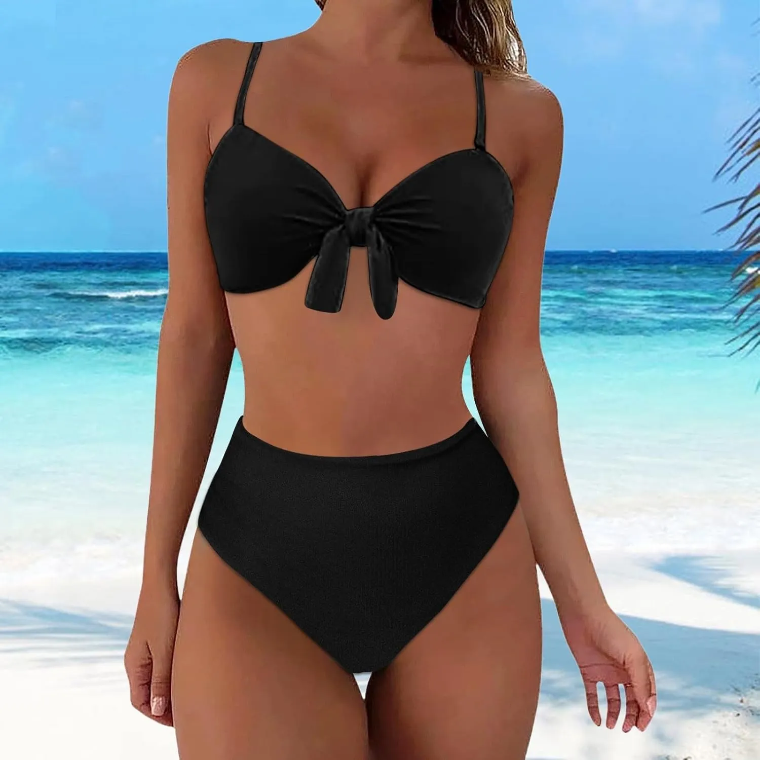 Women's Solid Color Fashionable Casual Strap Triangular Bikini Swimsuit Set Mens Bikini Underwear