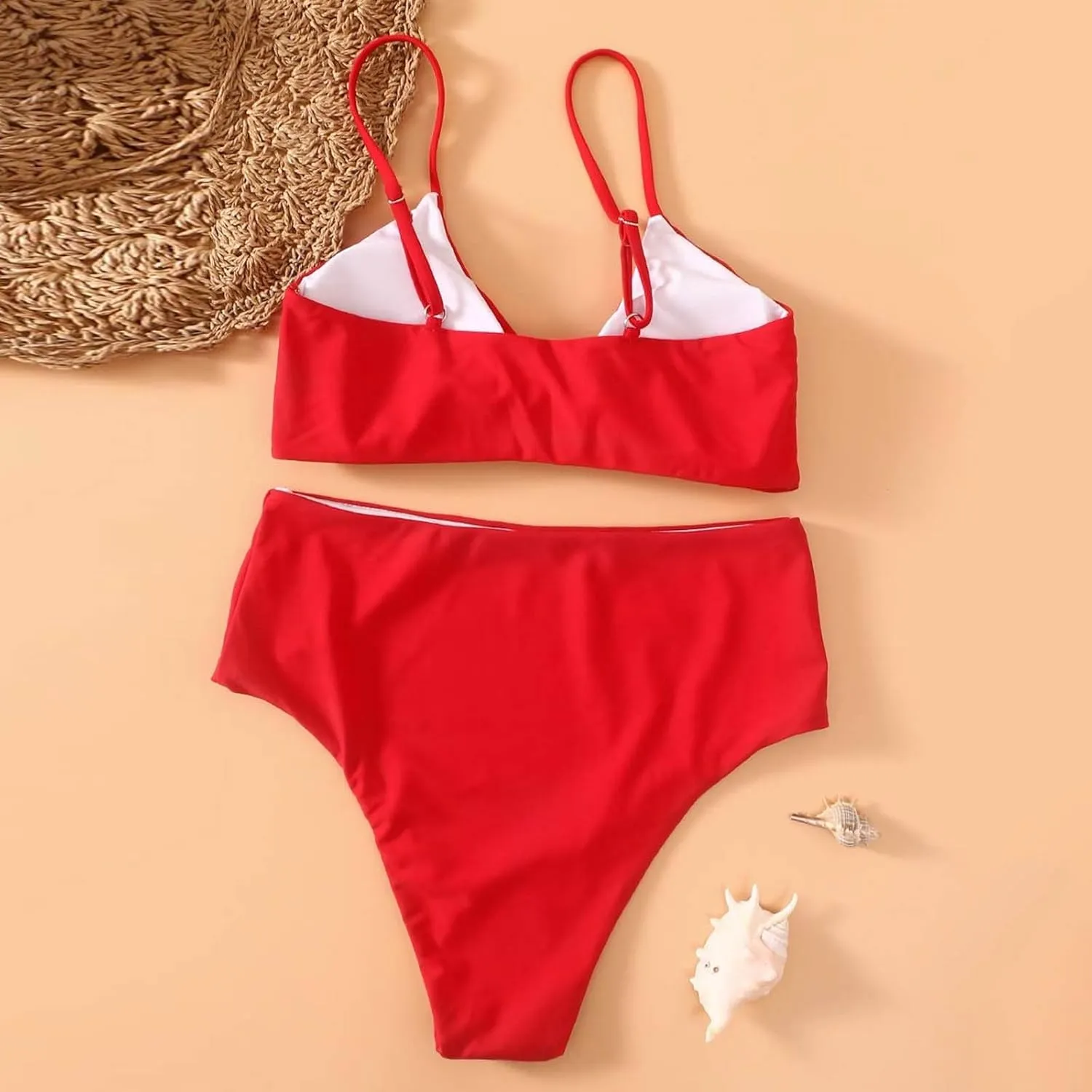 Women's Solid Color Fashionable Casual Strap Triangular Bikini Swimsuit Set Mens Bikini Underwear