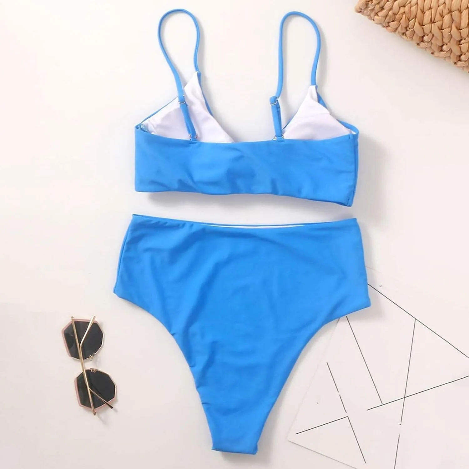 Women's Solid Color Fashionable Casual Strap Triangular Bikini Swimsuit Set Mens Bikini Underwear