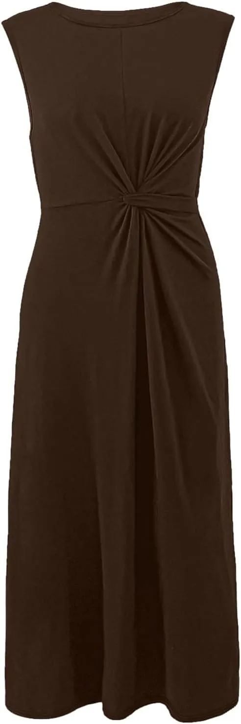 Womens Solid Round Neck Long Sleeved Patchwork Long Skirt Is Fashionable and Comfortable Casual Fall Dress