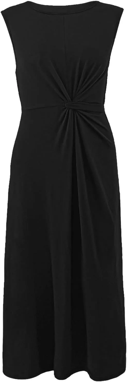 Womens Solid Round Neck Long Sleeved Patchwork Long Skirt Is Fashionable and Comfortable Casual Fall Dress