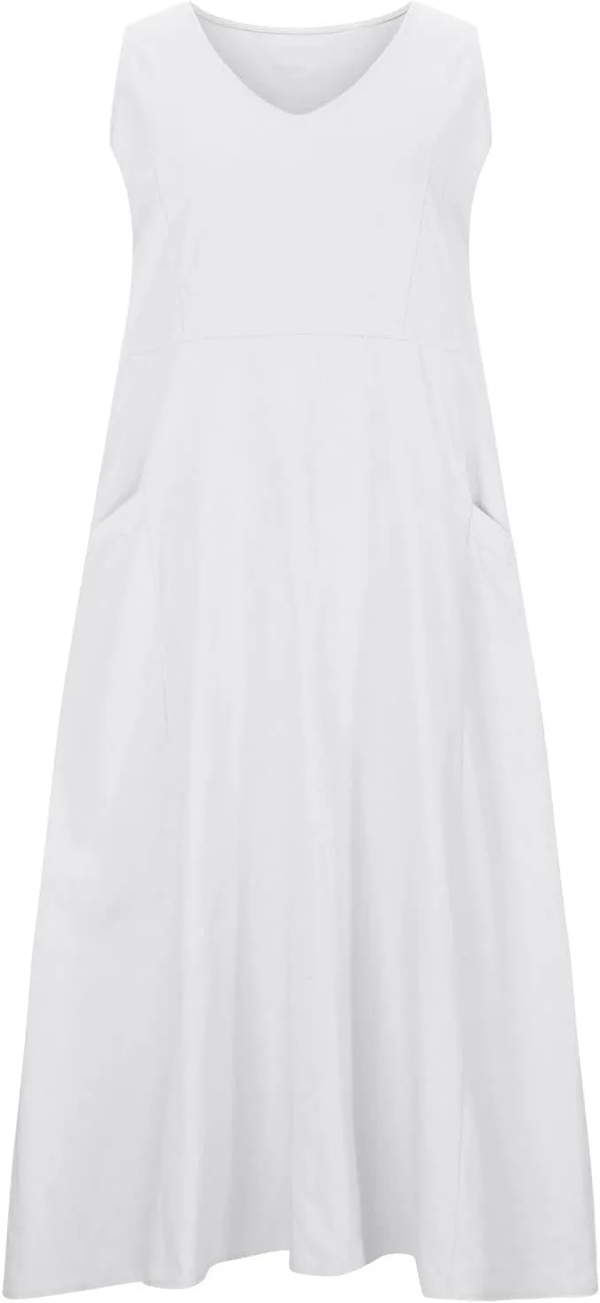 Womens Summer Cotton Linen Dresses 2025 Plus Size Travel Maxi Dresses with Pockets Vacation Wear Casual Spring Dress