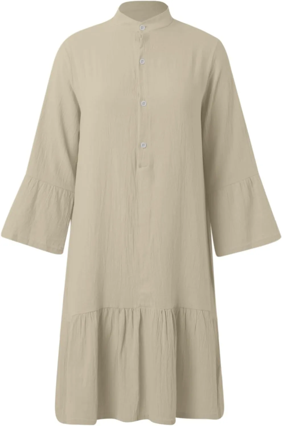 Women's Summer Dresses 2025 Button up Long Sleeve Mini T Shirt Dress Lapel Collar Pleated Flared Short Dresses