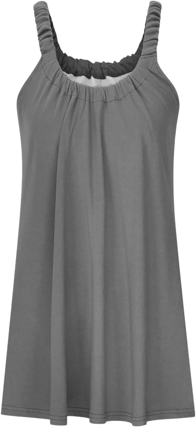 Womens Summer Dresses 2025 Loose Square Neck Sleeveless Strap Sundresses Swimsuit Coverup Beach Vacation Outfits