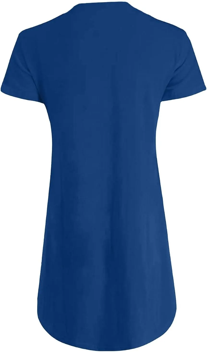 Womens Summer Dresses Pleated Front Button Round Neck Short Sleeve Casual Loose Beach Vacation Mini Dress