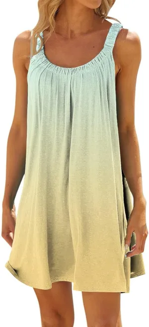 Womens Summer Dresses Sundresses Petite Sexy Pleated Spaghetti Straps Ruched Dresses Beach Resort Wear for Women 2025