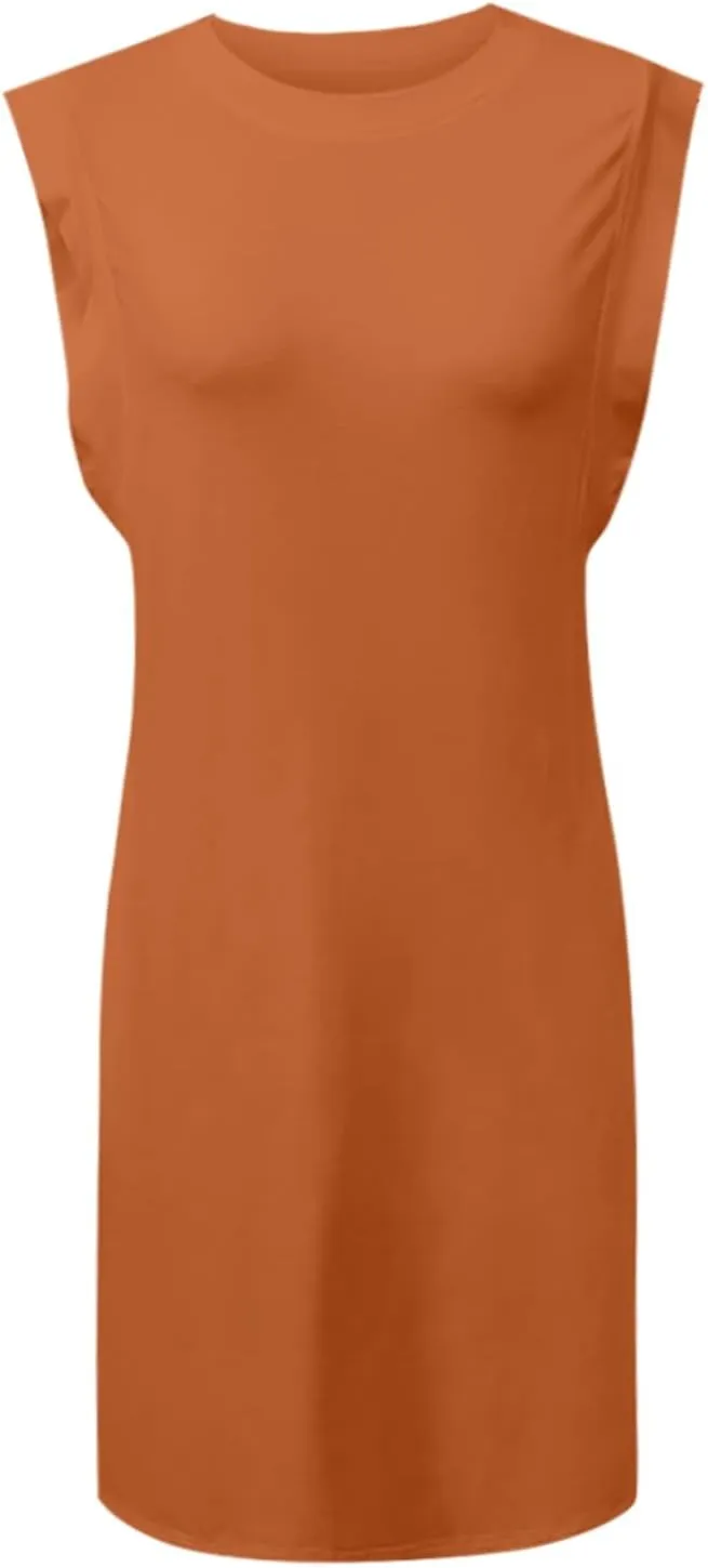 Womens Sun Dresses Summer Bohemian Wrinkle-Free Sleeveless Mini Dress Vintage Beach Cover Ups Spring Break Clothes