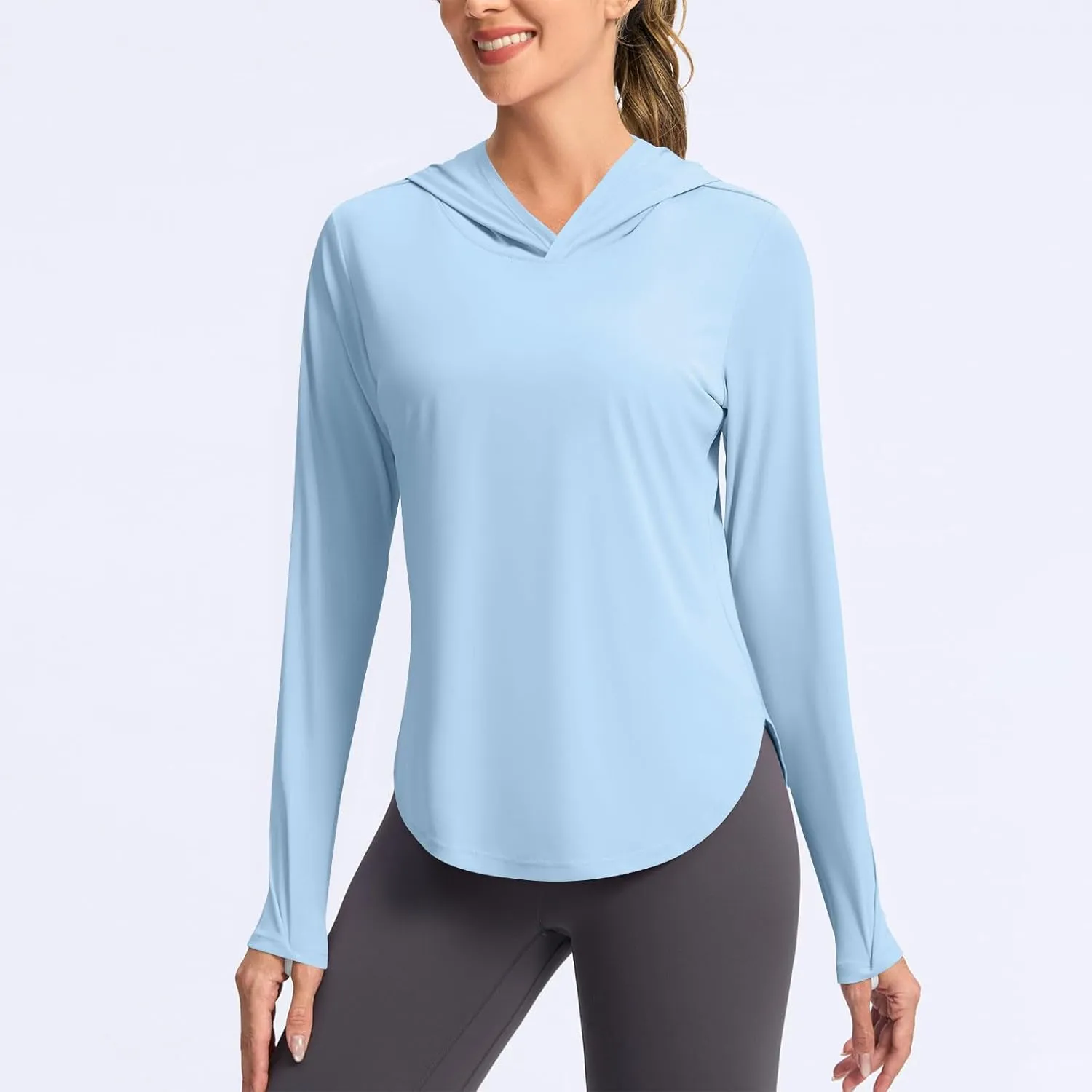 Women's Sun Protection Hoodie UPF 50  Fishing Hiking Shirt Long Sleeve SPF Shirts Lightweight Cooling Rash Guard Tees