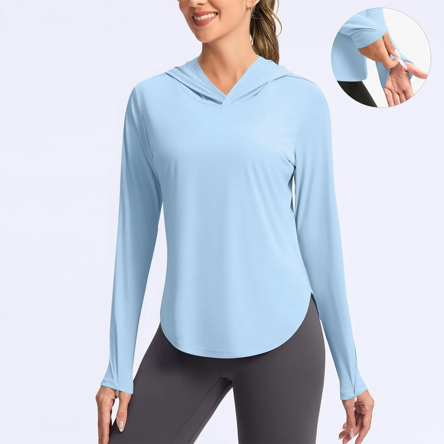 Women's Sun Protection Hoodie UPF 50  Fishing Hiking Shirt Long Sleeve SPF Shirts Lightweight Cooling Rash Guard Tees