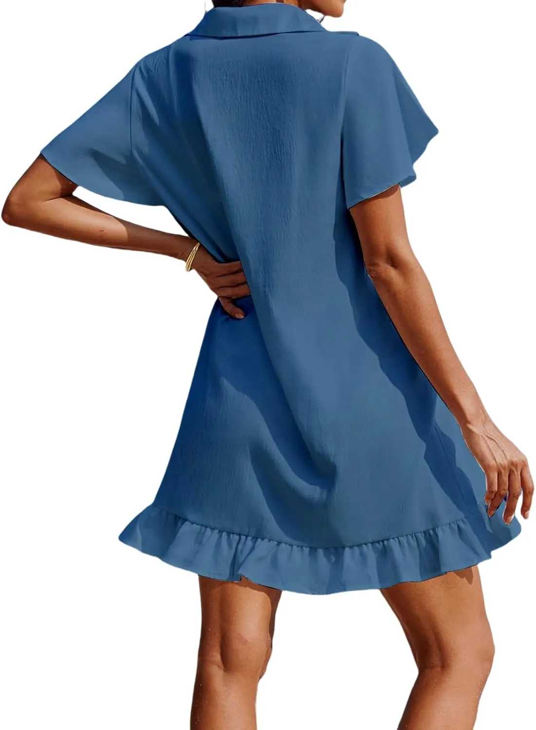 Womens Swimsuit Coverups V Neck 2025 Casual Loose Short Sleeve Bathing Suit Cover Up Midi Dress Beach Bikini Swimwear